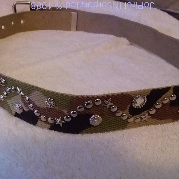 Army Camouflage Fabric Star & Gem Embellishment Designer Belt main image 4